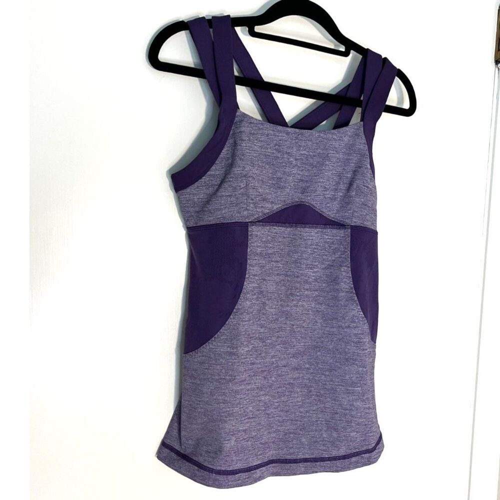 Lululemon Purple Gray Space Dye Racerback Pullover Gym Yoga Tank SZ 8